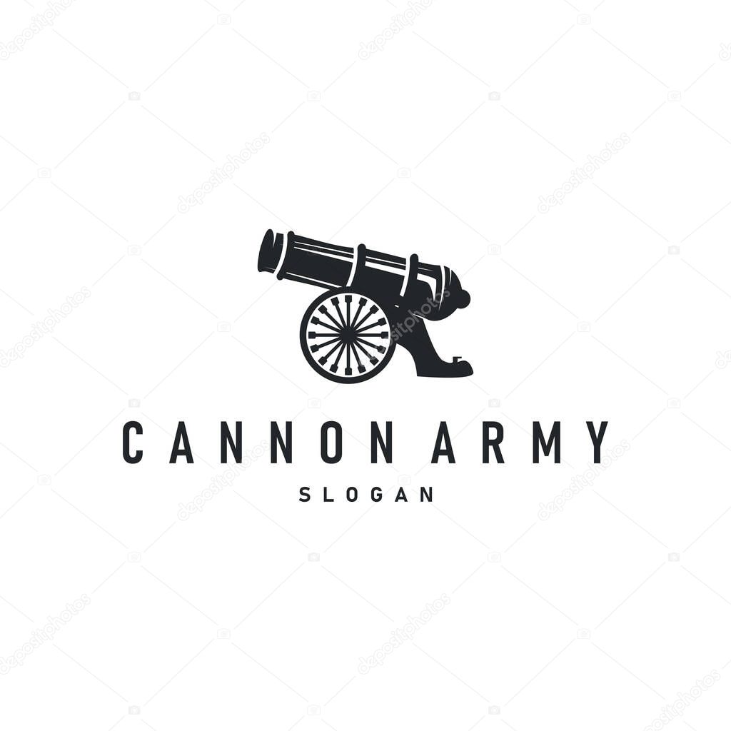 Simple military cannon logo design army weapon template illustration symbol