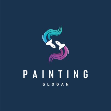 Resim tasarımı logosu boya fırçası sıvı boya renkli ve eşsiz premium simge simgesi