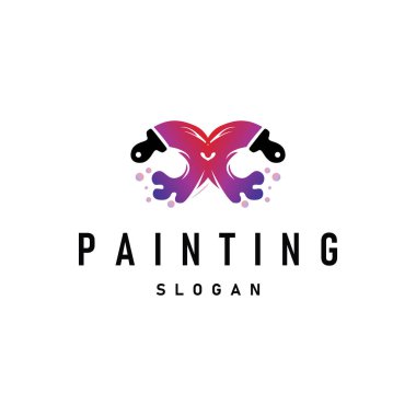Resim tasarımı logosu boya fırçası sıvı boya renkli ve eşsiz premium simge simgesi