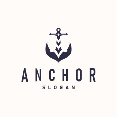 Siluet illüstrasyon sunucusu logosu Denizci logosu basit bir okyanus sembolü çapa gemisi deniz antika vintage