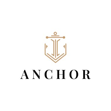 Siluet illüstrasyon sunucusu logosu Denizci logosu basit bir okyanus sembolü çapa gemisi deniz antika vintage