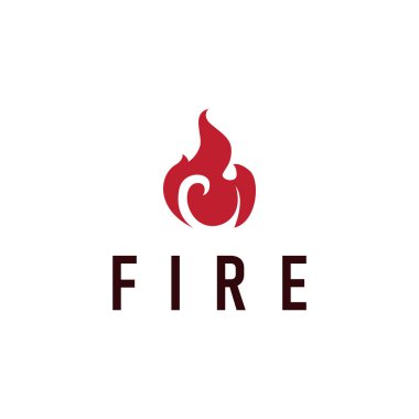 Alev logosu basit minimalist konsept marka şablonuyla yanan ateş tasarımı