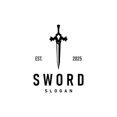 Siyah siluet tasarımı logo kılıcı savaş teçhizatı bıçak etkisi gücü