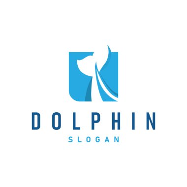 Basit tasarım açık deniz hayvanı yunusu logosu. Basit deniz yunusu konsepti çizim şablonu.