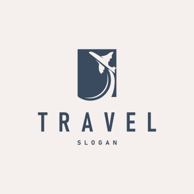 seyahat tatili logosu seyahat şablonu tasarımlı uçak konsept çizim sembolü