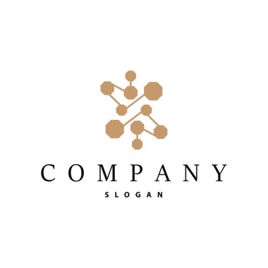 hücre nöron teknolojisi logosu tasarım illüstrasyon verisi basit soyut modern şablon ürünü