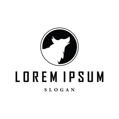 Siyah siluet tasarımı logo kurt vahşi hayvan çizim şablonu