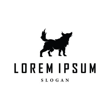 Siyah siluet tasarımı logo kurt vahşi hayvan çizim şablonu