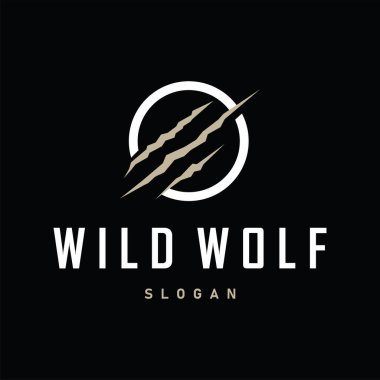 Siyah siluet tasarımı logo kurt vahşi hayvan çizim şablonu