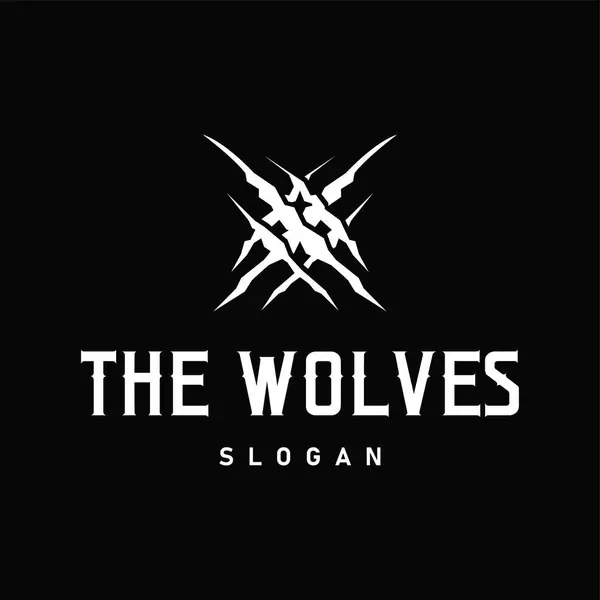 Siyah siluet tasarımı logo kurt vahşi hayvan çizim şablonu