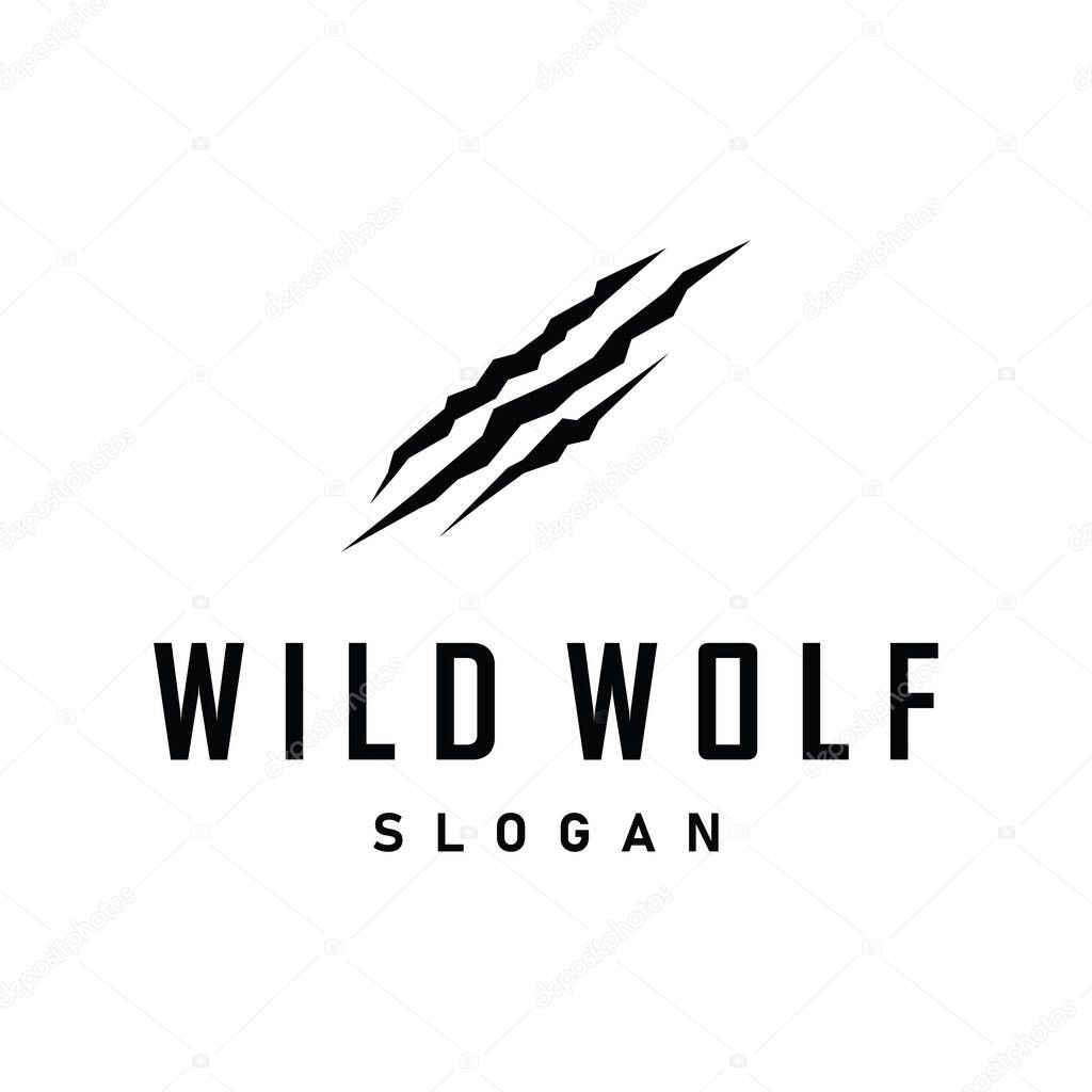 Black silhouette design logo wolf wild animal simple illustration template