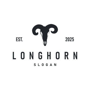 Longhorn logo tasarımı güç ve dayanıklılık boynuzu resmetme sembolü marka ürünü.