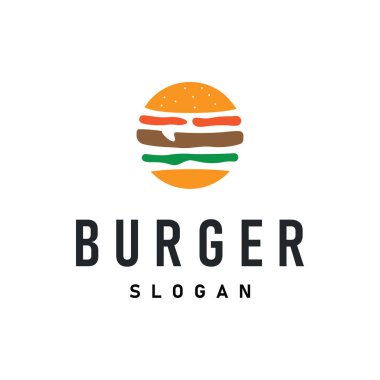 Fast food tasarım burger logosu basit gıda konsepti marka şablonu, restoran, bar, kafe