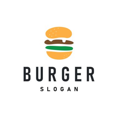 Fast food tasarım burger logosu basit gıda konsepti marka şablonu, restoran, bar, kafe