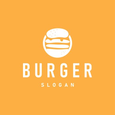 Fast food tasarım burger logosu basit gıda konsepti marka şablonu, restoran, bar, kafe