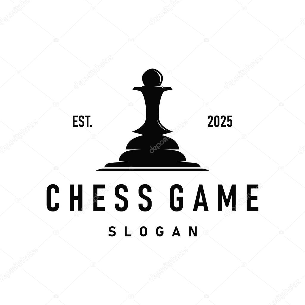 Simple design chess logo chess game concept silhouette vintage retro template