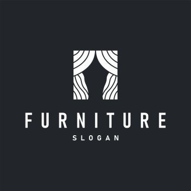 Basit minimalist perde logosuna sahip ev dekorasyonu tasarımı, ticari markalar için pencere dekorasyonu tasarımı