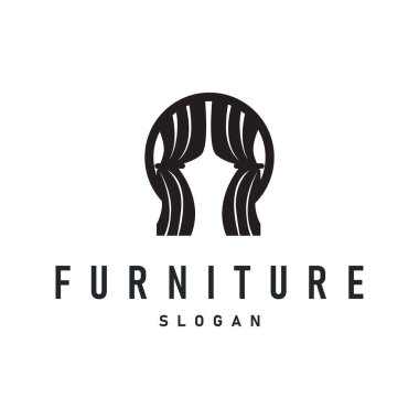 Basit minimalist perde logosuna sahip ev dekorasyonu tasarımı, ticari markalar için pencere dekorasyonu tasarımı