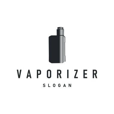 vape logo siluet tasarımı basit vintage retro eski konsept vape aksesuar mağazası duman illüstrasyon şablonu marka veya ürün