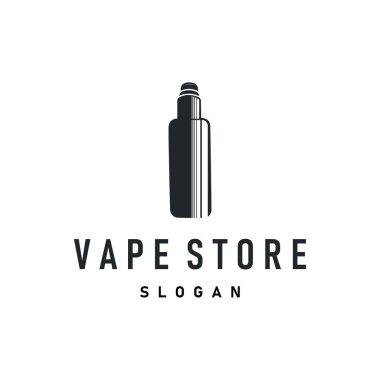 vape logo siluet tasarımı basit vintage retro eski konsept vape aksesuar mağazası duman illüstrasyon şablonu marka veya ürün