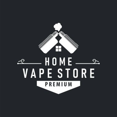 vape logo siluet tasarımı basit vintage retro eski konsept vape aksesuar mağazası duman illüstrasyon şablonu marka veya ürün