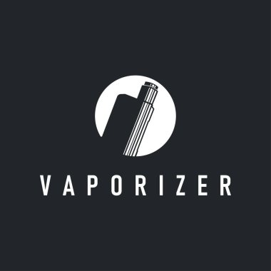 vape logo siluet tasarımı basit vintage retro eski konsept vape aksesuar mağazası duman illüstrasyon şablonu marka veya ürün