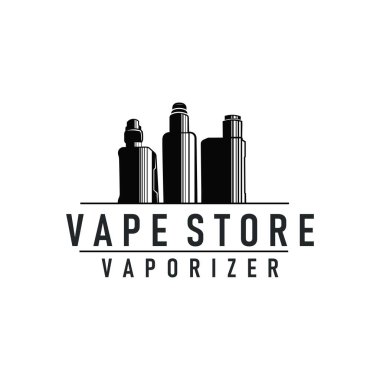 vape logo siluet tasarımı basit vintage retro eski konsept vape aksesuar mağazası duman illüstrasyon şablonu marka veya ürün