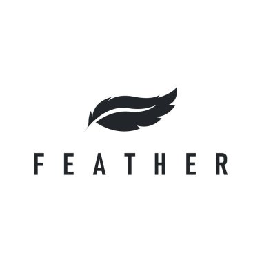 Tüy logosu tasarımı, kuş tüylerinin basit siyah siluet konsepti ve marka tasarım örneklerinin bir sembolü olarak