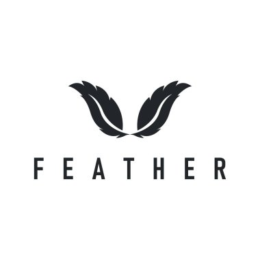 Tüy logosu tasarımı, kuş tüylerinin basit siyah siluet konsepti ve marka tasarım örneklerinin bir sembolü olarak