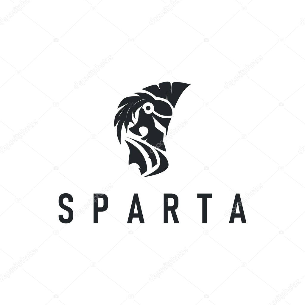 Spartan logo illustration vintage concept old spartan kingdom fighter black silhouette templet design