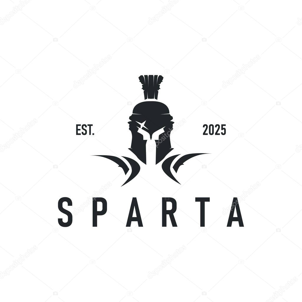 Spartan logo illustration vintage concept old spartan kingdom fighter black silhouette templet design
