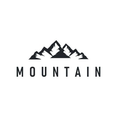 Eski moda tasarımlı siyah siluet konsepti basit dağ logosu doğal manzara sembolü cezbedici dağ doğası.