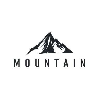 Eski moda tasarımlı siyah siluet konsepti basit dağ logosu doğal manzara sembolü cezbedici dağ doğası.