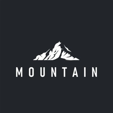 Eski moda tasarımlı siyah siluet konsepti basit dağ logosu doğal manzara sembolü cezbedici dağ doğası.