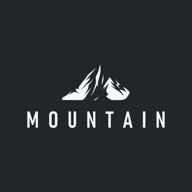 Eski moda tasarımlı siyah siluet konsepti basit dağ logosu doğal manzara sembolü cezbedici dağ doğası.