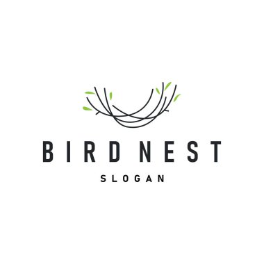 Modern tasarım kuş yuvası logosu, çizgi konsepti kuş barınağı, uçan hayvan şablonu çizim sembolü marka markası