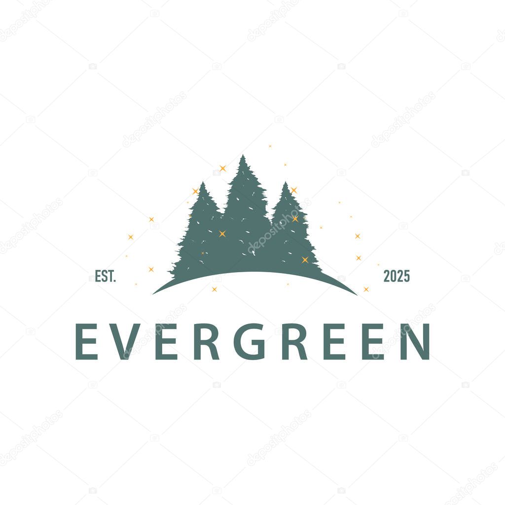 Natural beauty forest concept design with beautiful forest logo and dense trees, fresh natural atmosphere, illustration of product business brand symbol template