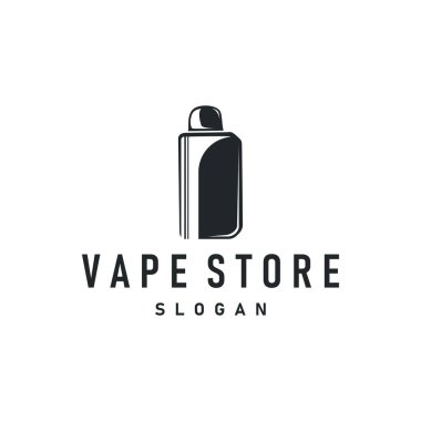vape logo siluet tasarımı basit vintage retro eski konsept vape aksesuar mağazası duman illüstrasyon şablonu marka veya ürün