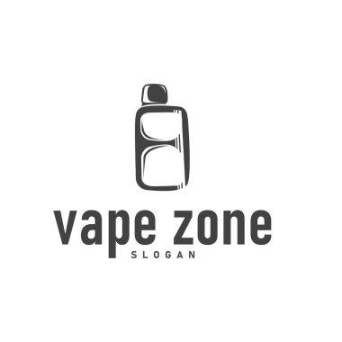 vape logo siluet tasarımı basit vintage retro eski konsept vape aksesuar mağazası duman illüstrasyon şablonu marka veya ürün