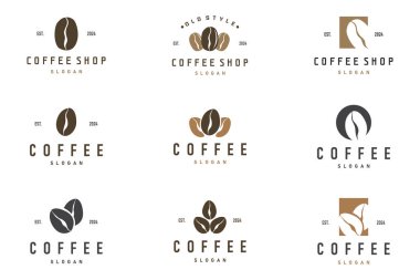 Klasik retro tasarım logo kahve çekirdeği basit konsept resimleme şablonu