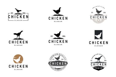 Çiftlik hayvanları tasarımı logo tavuk çiftliği restoran tavuğu için basit minimalist siluet
