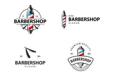 Berber Dükkanı Logosu, Berber Makas Vektörü, Eski Set Paket Koleksiyonu Tasarım Retro Antika Typography Süslemesi