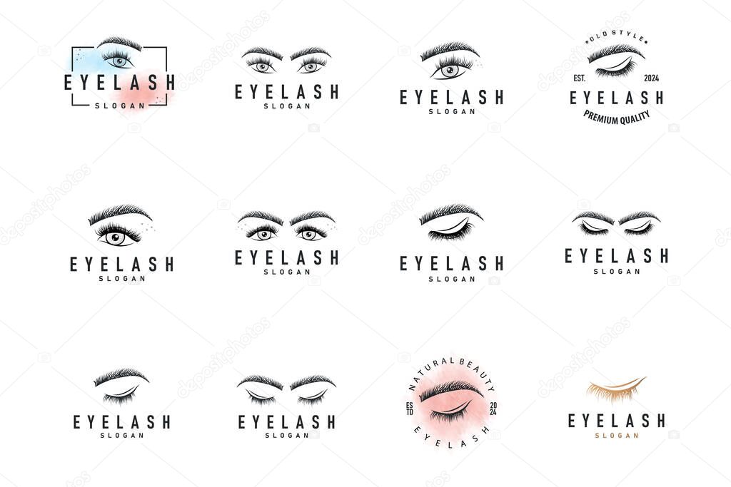 Eyelash Logo, Simple Design for Women's Care Beauty Business Brand Illustration Template