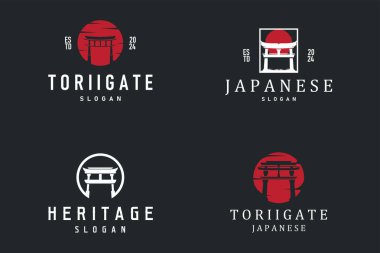Torii Kapı Logosu Tasarımı Paket Vektörü Resimlendirme Şablonu