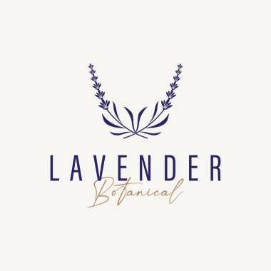 Lavanta çiçeği tasarımı, lavanta logosu konsepti, sağlık ve parfüm için aromaterapi bitkisi, bir iş ürünü markasının sembolü olan modern sadelik, ayrıca bir poster veya marka örnekleme şablonu.