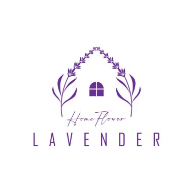 Lavanta çiçeği tasarımı, lavanta logosu konsepti, sağlık ve parfüm için aromaterapi bitkisi, bir iş ürünü markasının sembolü olan modern sadelik, ayrıca bir poster veya marka örnekleme şablonu.