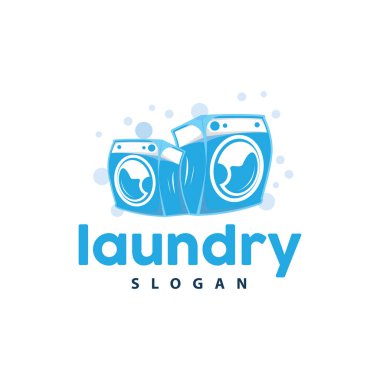 Çamaşır logosu modern giysi temizliği temizlik çamaşır servisi konsepti basit silueti marka sembolü ve ürün illüstrasyon şablonu veya poster şablonu olarak tasarlandı