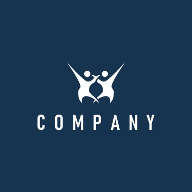 Takım çalışması logo simgesi simgesi basit bir konsept olan takım başarısı ile birlikte ürün markası veya poster şablonu çizimi