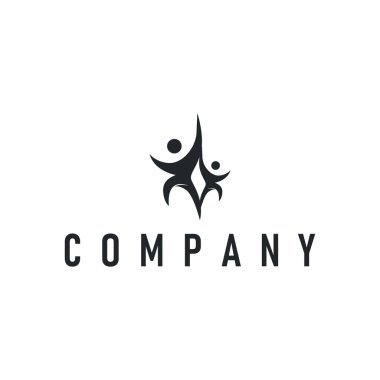 Takım çalışması logo simgesi simgesi basit bir konsept olan takım başarısı ile birlikte ürün markası veya poster şablonu çizimi