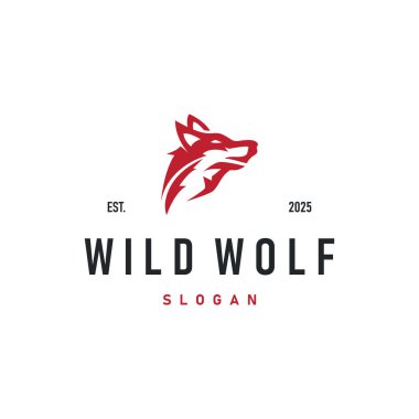 Siyah siluet tasarımı logo kurt vahşi hayvan çizim şablonu